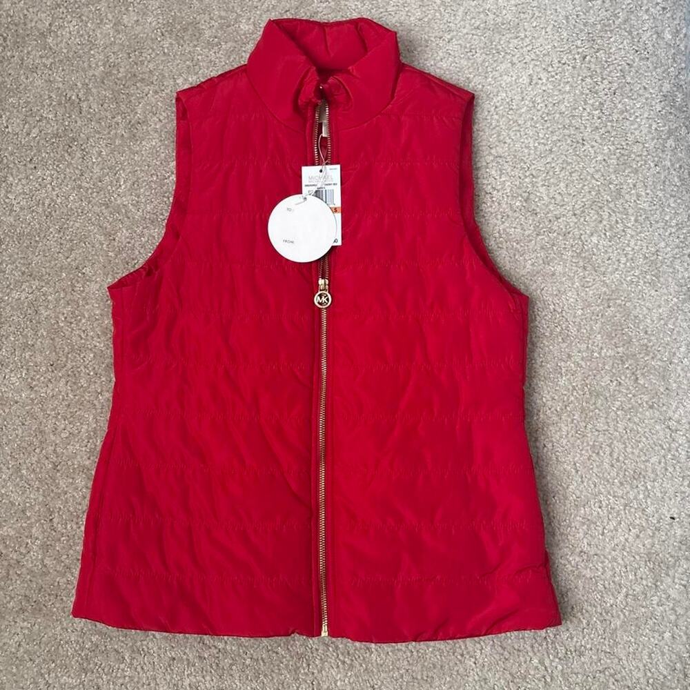 Nwt Michael Kors Cherry Red Quilted Puffer Vest Size Small